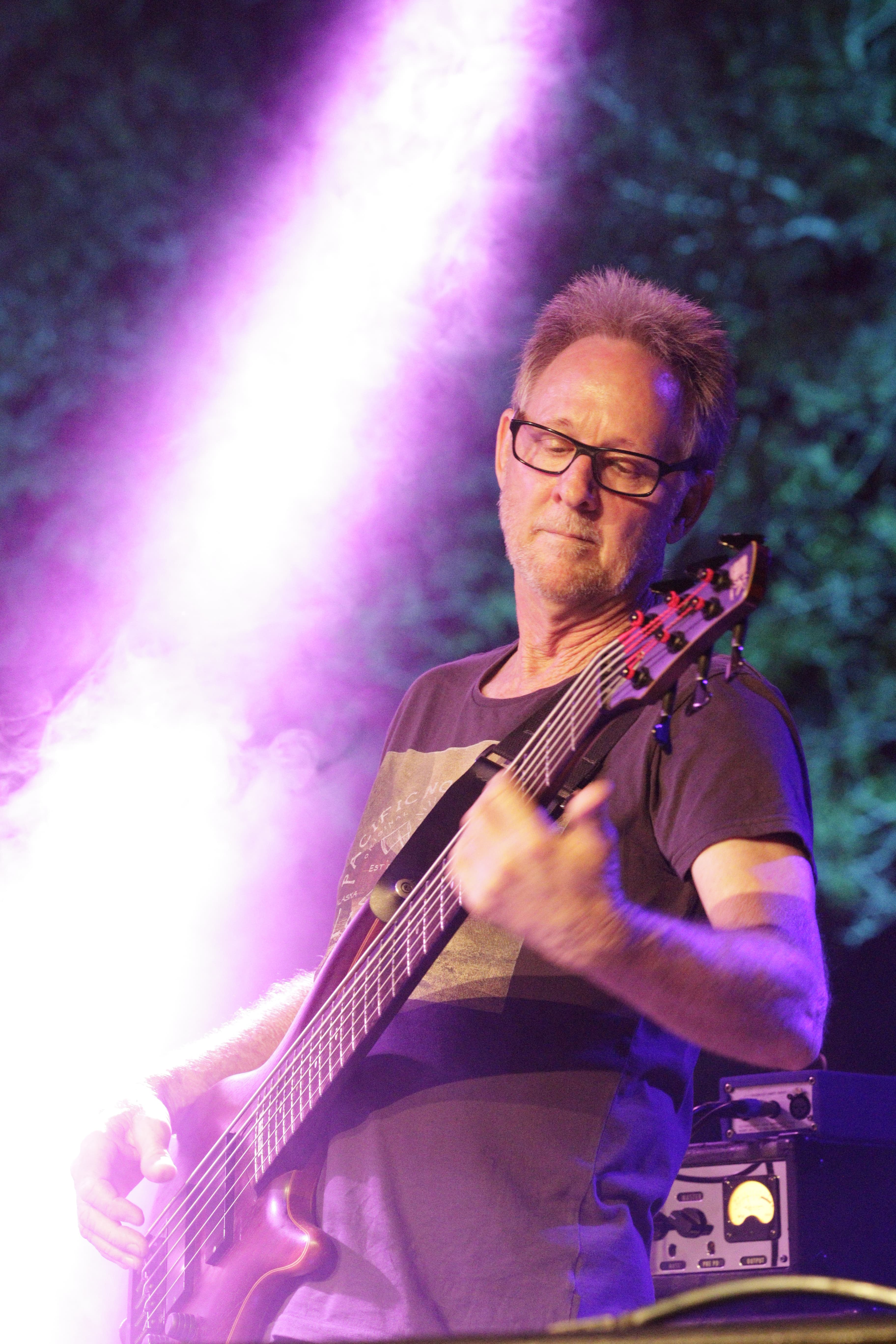 Don Ireland playing bass guitar with The Embassy Project